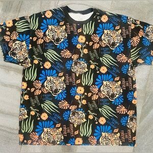 Men’s Linda Finegold ALF Tiger Graphic Print Crew Neck T Shirt Size XXL